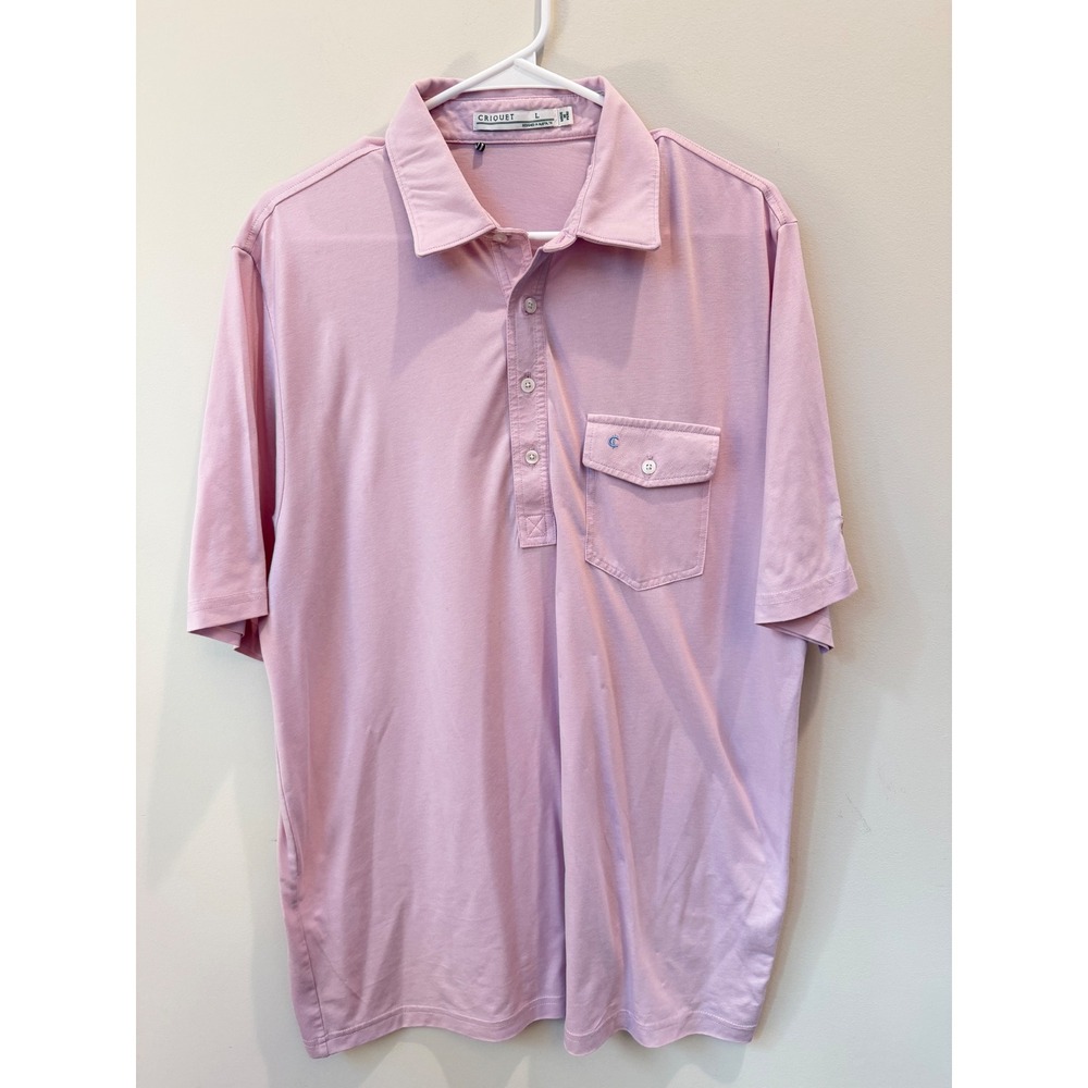 Criquet Mens Performance Players Shirt Pink Pima Cotton Blend Polo Large